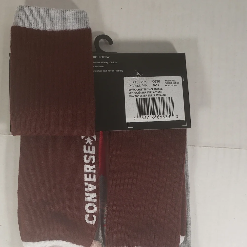 NWT Girl's Converse 2 Pair High Crew Socks